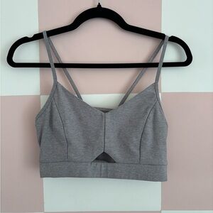 Varley Gray Strappy Cutout Sports Bralette